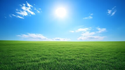 Vibrant Green Field Under a Sunny Sky Natures Serenity isolated on transparent background