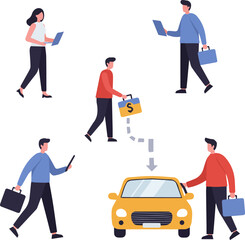 Obraz premium Create a kinds of Different business, people, businessman, success, symbol, woman, vector, sign, office, work, vector art with white background.