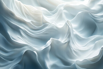 Obraz premium White silk fabric with delicate flowing pattern against a bright background.