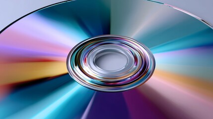 Macro of compact disc with colorful reflections
