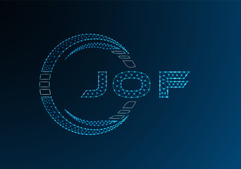 JOF low poly letter logo vector design. JOF lower poly logo design. Low poly logo.