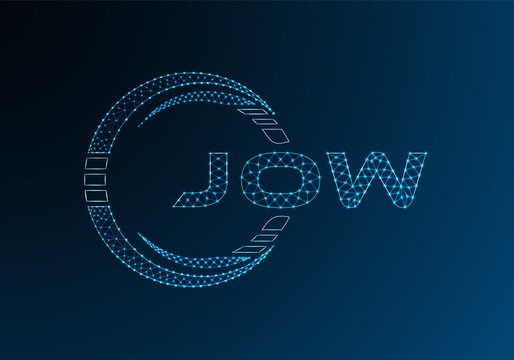 JOW low poly letter logo vector design. JOW lower poly logo design. Low poly logo.