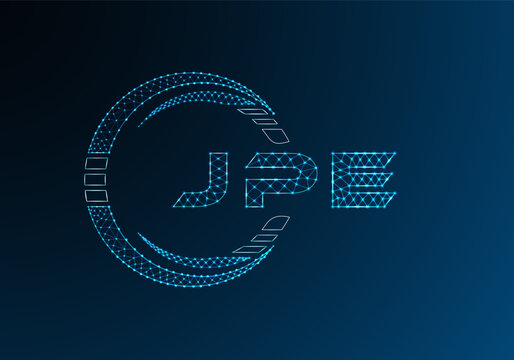JPE low poly letter logo vector design. JPE lower poly logo design. Low poly logo.