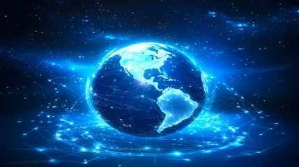 Fototapeta premium Global Network A Stunning Visualization of Worldwide Connectivity 