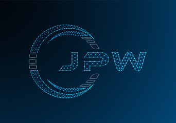JPW low poly letter logo vector design. JPW lower poly logo design. Low poly logo.