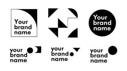 Minimalist Geometric Brand Logo Collection with Abstract Shapes and Customizable Text Fields, Ideal for Modern Corporate Identity, Tech Startups, Creative Agencies, and Digital Marketing