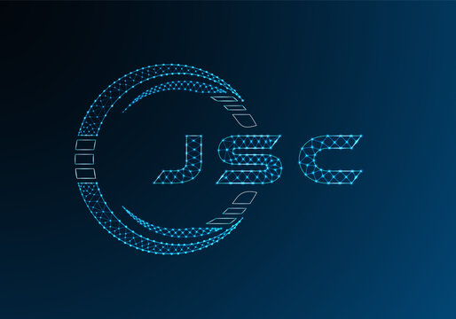 JSC low poly letter logo vector design. JSC lower poly logo design. Low poly logo.