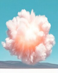 Pink And Orange Dust Explosion Against A Blue Sky