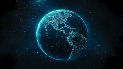 Fototapeta premium Global Network Illuminated Earth in Space 