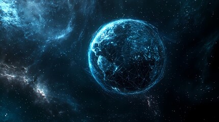 Obraz premium Global Network Futuristic Earth in Space 