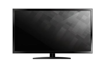 Large modern black TV suitable for entertainment spaces with sleek design and high-quality display isolated on a white background