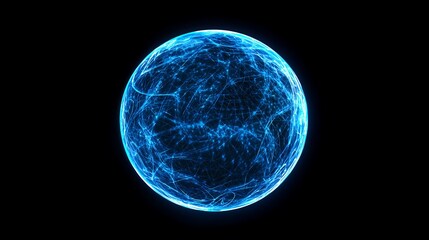 Naklejka premium Luminous Sphere Abstract Energy Orb Blue Plasma Digital Art 