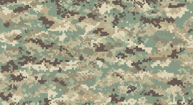 Digital camouflage texture in military green tones