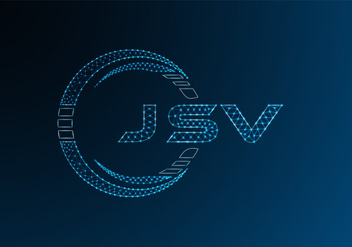 JSV low poly letter logo vector design. JSV lower poly logo design. Low poly logo.