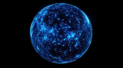 Obraz premium Glowing Blue Sphere Abstract Network Visualization 