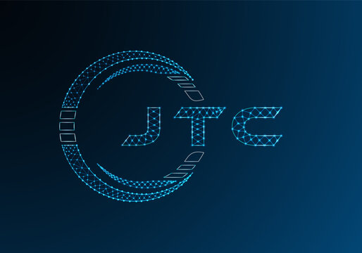 JTC low poly letter logo vector design. JTC lower poly logo design. Low poly logo.