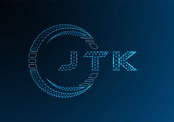 JTK low poly letter logo vector design. JTK lower poly logo design. Low poly logo.