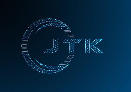 JTK low poly letter logo vector design. JTK lower poly logo design. Low poly logo.