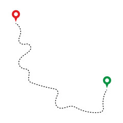 Route Optimization line icon, Route icon between two points with dotted path and location pin. Route location icon in eps 10.