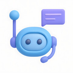 3D Chat Bot Illustration Isolated in a White Background