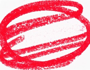 Red crayon scribble on white paper creating a textured oval shape with visible strokes