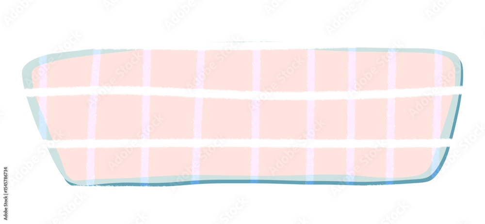 Poster a light pink rectangular shape with rounded corners, featuring a subtle grid pattern in white.