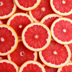Grapefruit pattern. Top view citrus fruits. Close up.
