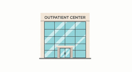 Large glass building with the words Outpatient Center on the front
