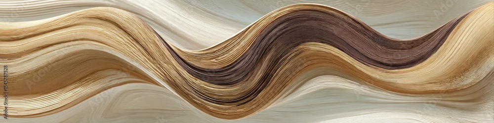Poster abstract wavy pattern with beige brown and white lines creating a flowing and textured design elemen