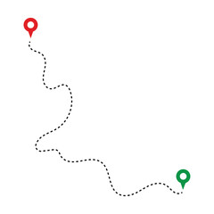 Route Optimization line icon, Route icon between two points with dotted path and location pin. Route location icon in eps 10.