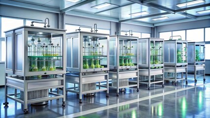 Advanced Bio-Agricultural Research Facility Showing Multiple Controlled Environment Units for Plant Growth Studies and Experiments