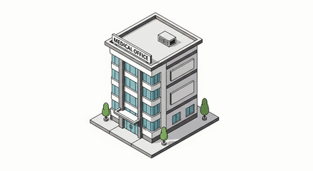 White building with a blue sign that says Medical Office