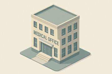White building with a blue trim and a blue sign that says Medical