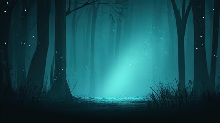 Mystical forest at night