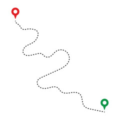 Route Optimization line icon, Route icon between two points with dotted path and location pin. Route location icon in eps 10.