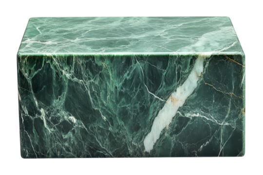 Smooth green stone block showcasing natural veins, ideal for artistic projects, home decor, or architectural elements in various settings
