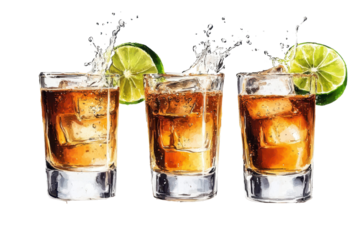 Cheers to good times with tequila shots splashing in glasses, adorned with lime wedges