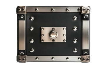 Fototapeta premium Metallic safe with combination lock door featured prominently in a well-lit indoor environment designed for security and storage purposes