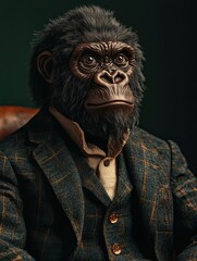 Charismatic Gorilla in Suit for High-End Presentation