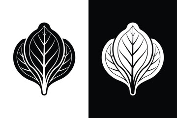 Minimal Spinach Icon. Leafy Vegetable Symbol for Digital Use