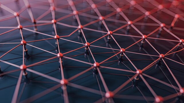 Abstract modern illustration of connected nodes representing network technology data connection and digital communication