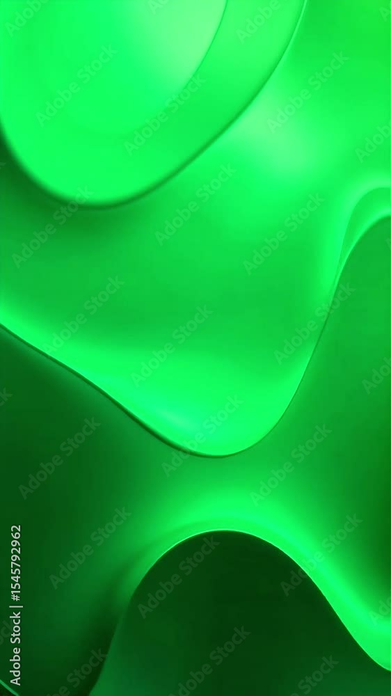 Poster Abstract Green Flowing Forms Video with Smooth Curves and Subtle Lighting