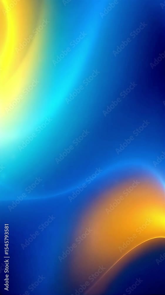 Poster abstract video of glowing light and color transitions in blue and yellow