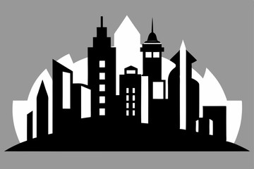 Obraz premium Majestic Cityscape Urban Skyline Illustration