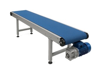 Blue conveyor belt used in industrial applications for transport.