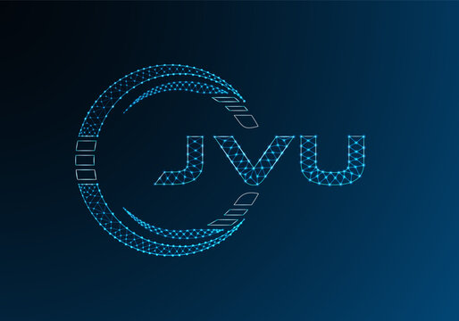 JVU low poly letter logo vector design. JVU lower poly logo design. Low poly logo.