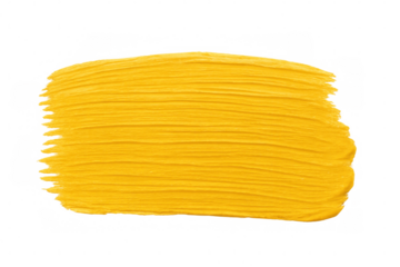 Bright yellow paintbrush mark creating textured artistic stroke over transparent surface