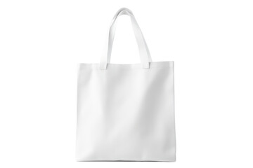 Pure white tote bag mock up showcased against a transparent background, perfect for showcasing design and branding in the fashion and retail industry