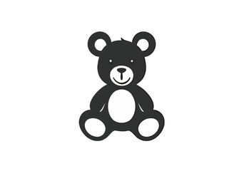 Obraz premium Cute black bear toy illustration on a minimalistic white background.