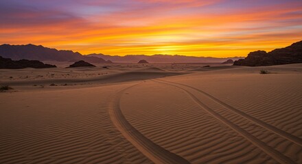 Naklejka premium Desert sunrise landscape